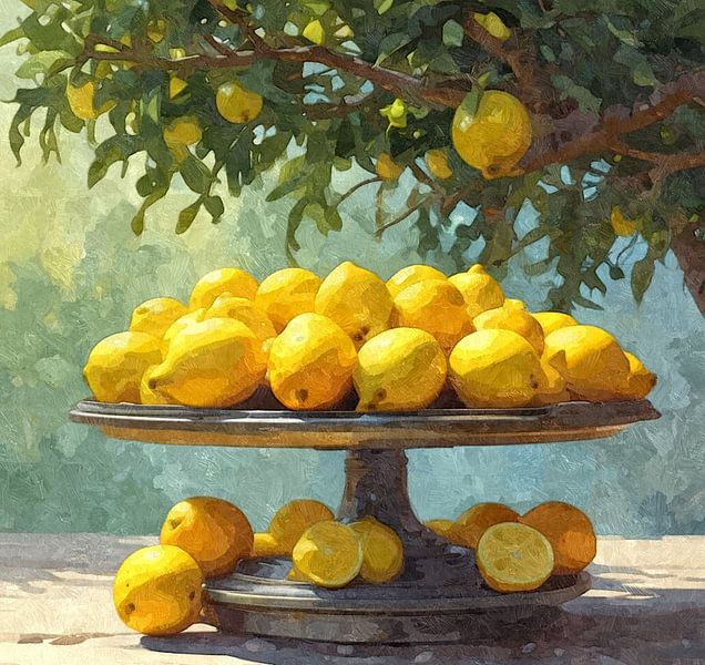 Lemons on a bowl still life. by J.a Dijkstra