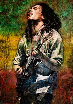 Peinture de Bob Marley sur Bert Hooijer