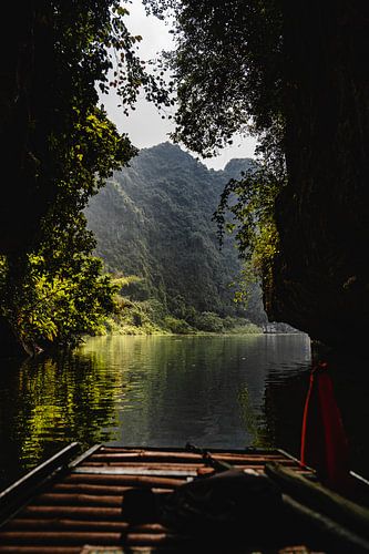 Photography from a boat of Vietnam's mountains