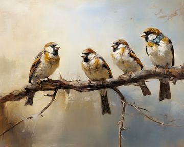 Graceful Sparrows by Eye catching paintings