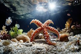 sea star in the ocean by Monique Leenaerts