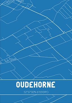 Blauwdruk | Landkaart | Oudehorne (Fryslan) van MijnStadsPoster