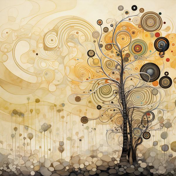 Golden Tree by Abstract Painting