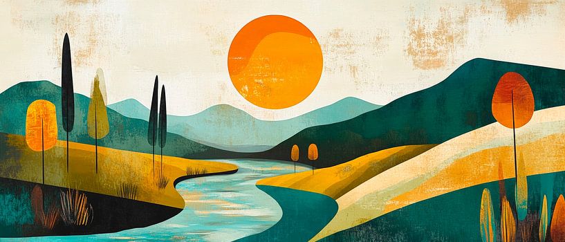 Sunny landscape with rolling hills by Poster Art Shop