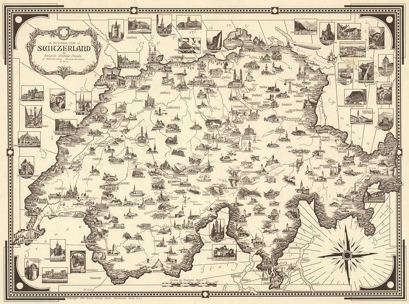 Zwitserland als Picturale kaart van World Maps