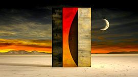 Glühendes Tor in endloser Wüste von Klaus Tesching - Art-AI