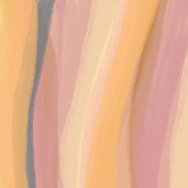 Abstrait moderne. Coups de pinceau en rose, jaune chaud, bleu et brun. sur Dina Dankers