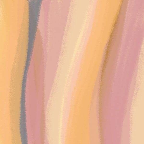 Modern  abstract. Brush strokes in pink, warm yellow, blue and brown by Dina Dankers