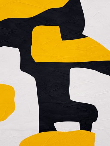 Organische abstracte kunst - zwart en geel