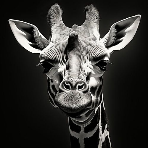 Schwarz-Weiß-Giraffe | Monochromes Giraffenporträt