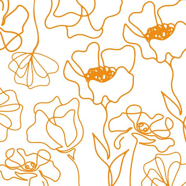 Scandinavian flower market curry on white by Mad Dog Art