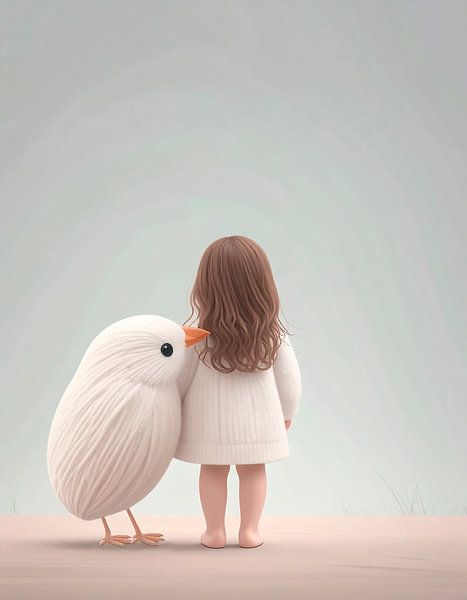 Girl with bird... by Ans Bastiaanssen