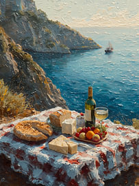 Mediterranean Cliffside Picnic by dudu artwork