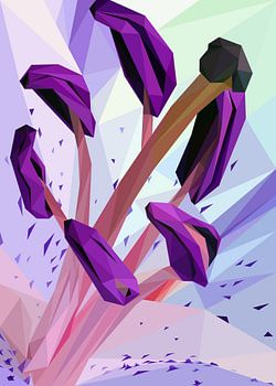 Violet Lilly Flower Low Poly Abstract Close Up
