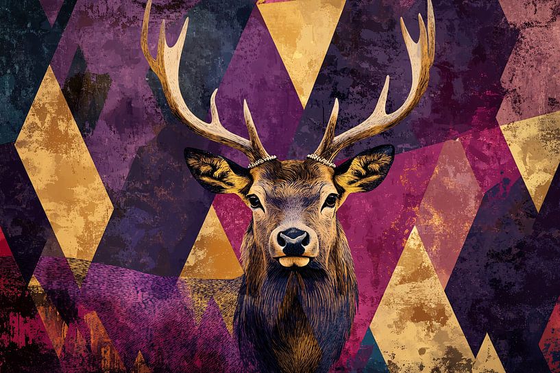 Geometric deer with colours by Imperial Art House