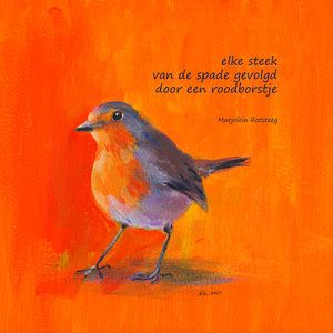 Das Rotkehlchen und der Gärtner Haiku Holländisch