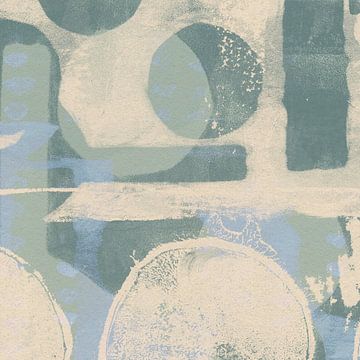 Romantisch abstract in zacht salie en wit II van Dina Dankers