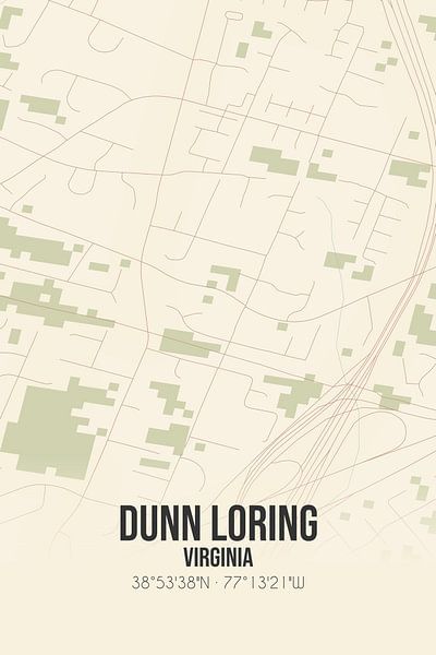 Alte Karte von Dunn Loring (Virginia), USA. von Ortsdrucke