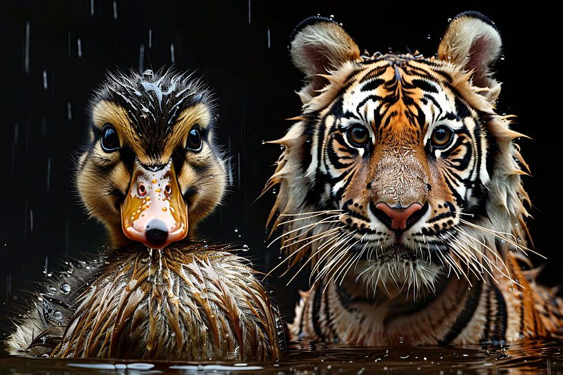 Tiger und Ente in Harmonie von Art & Soul Creations