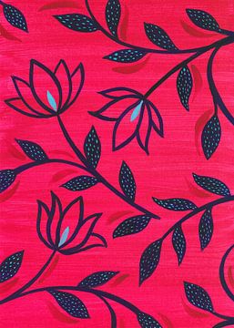Blad en bloem patroon 1 van Isabelle Brent