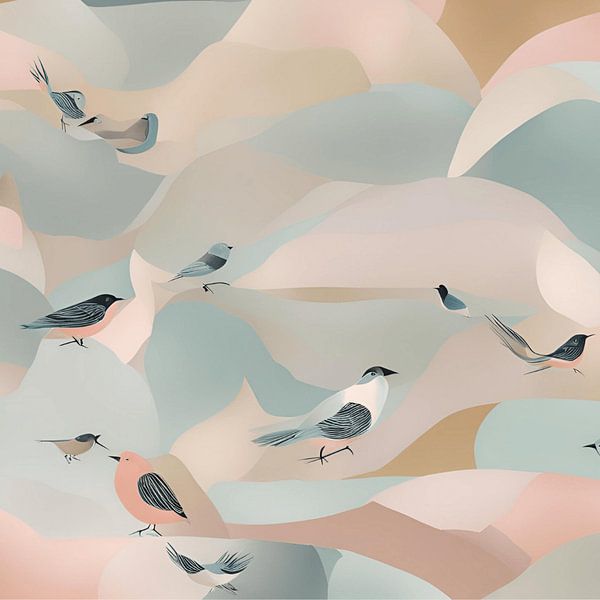 Pastellfarbene Vögel von CanvasbyCaro