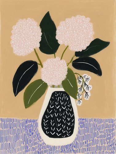 Hortensias Nature morte | Folk-Art au charme graphique
