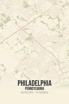 Carte ancienne de Philadelphie (Pennsylvanie), Etats-Unis. sur Rezona