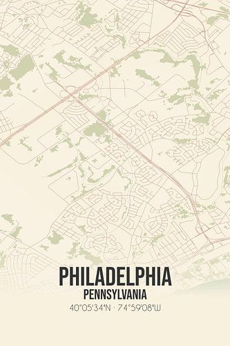 Alte Karte von Philadelphia (Pennsylvania), USA.