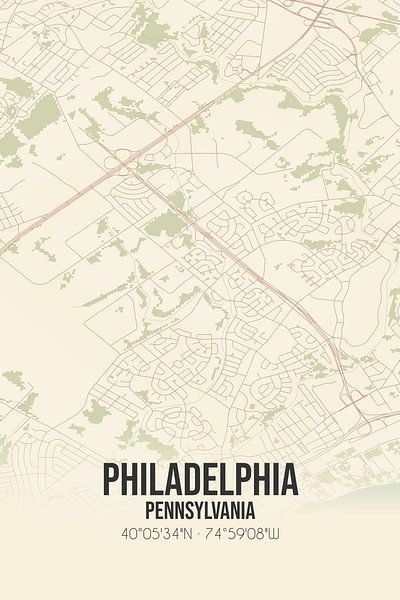 Carte ancienne de Philadelphie (Pennsylvanie), Etats-Unis. par Affiches de lieux