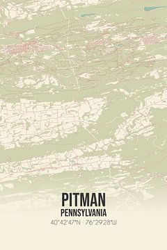 Vintage landkaart van Pitman (Pennsylvania), USA. van Rezona