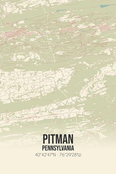 Carte ancienne de Pitman (Pennsylvanie), USA. par Affiches de lieux