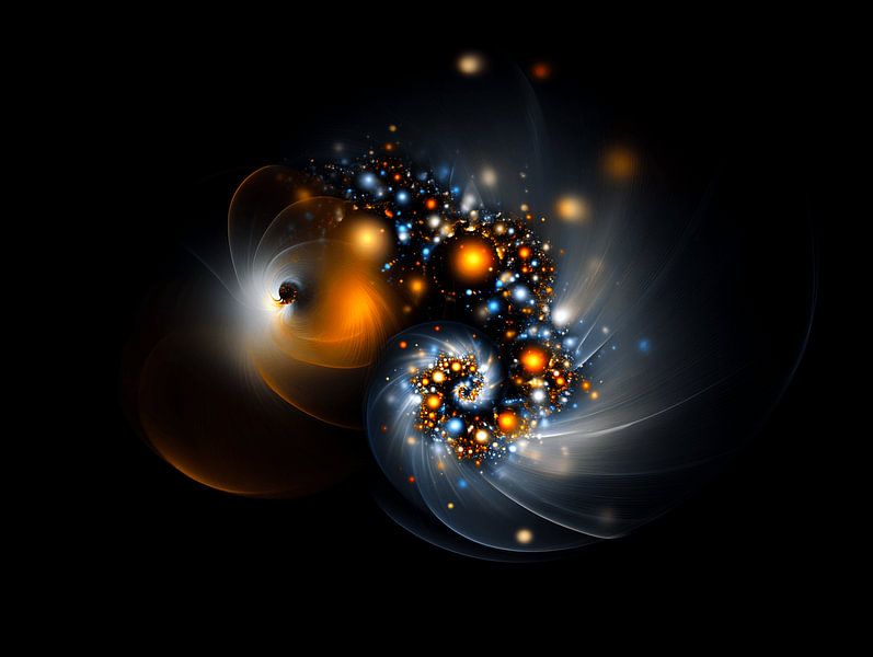 Dance of the Elements | Abstract fractal wall decoration by Karina Brouwer