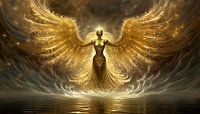 Goldener Engel mit langen Flügeln