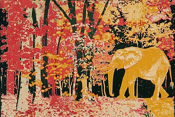 Olifant onder bomen van Art & Soul Creations