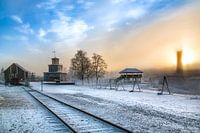 Mystieke ondergaande zon in Falun