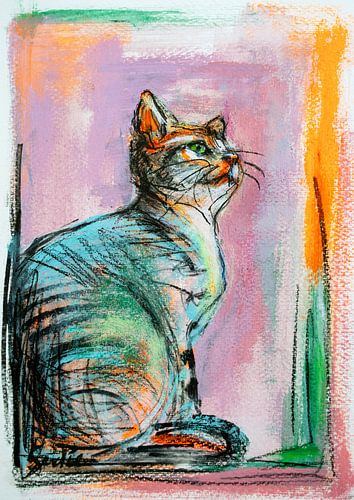 Painting of a cat (XI) by Liesbeth Serlie
