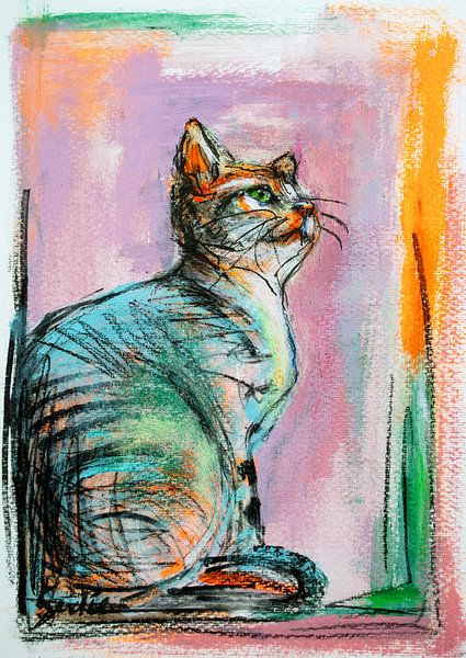 Gemälde einer Katze (XI) von Gemälde Liesbeth Serlie