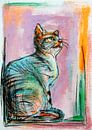 Gemälde einer Katze (XI) von Gemälde Liesbeth Serlie Miniaturansicht