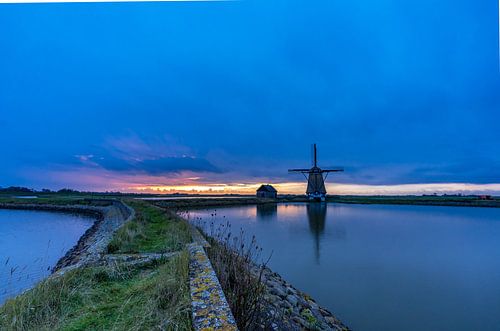 Molen Het Noorden Texel zonsondergang somber