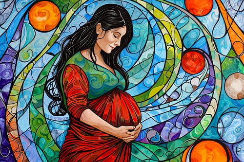 Digitaal abstract schilderachtig portret fictieve vrouw