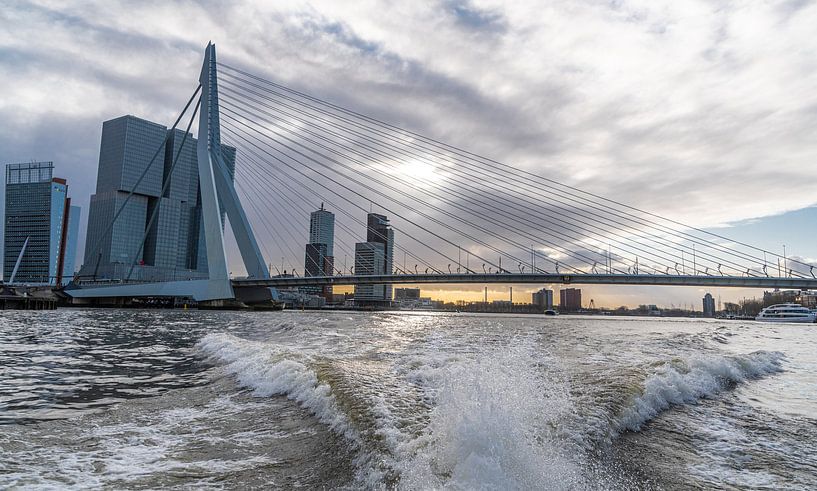 Rotterdam, Erasmusbrug vanaf de watertaxi van Ingrid Aanen