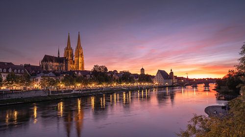 Regensburg bij zonsondergang
