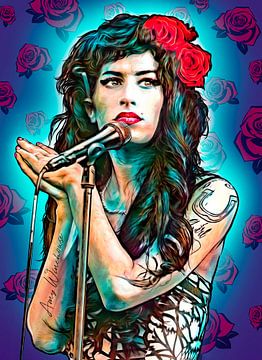 Pop art kunstwerk van Amy Winehouse van Martin Melis