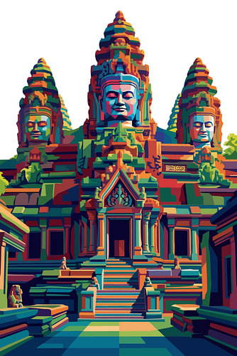 Angkor Wat – WPAP-Pop-Art-Illustration – Metallposter