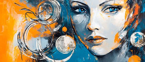 Face of a woman in vivid colours