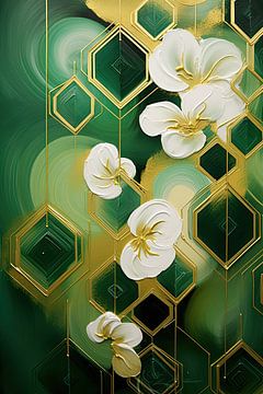 Abstract groen en goud van Bert Nijholt