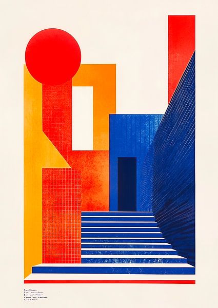 Bauhaus Architecture Red Blue White Yellow Abstract by Niklas Maximilian
