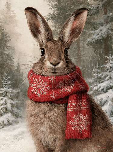 Winterstille mit einem roten Schal