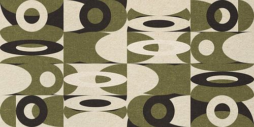 Geometria retrò. Bauhaus stijl abstract industrieel in pastel groen, beige, zwart III