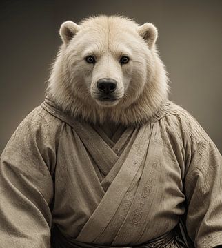 Samurai ijsbeer, majestueuze samensmelting van oost en noordpool van Fukuro Creative